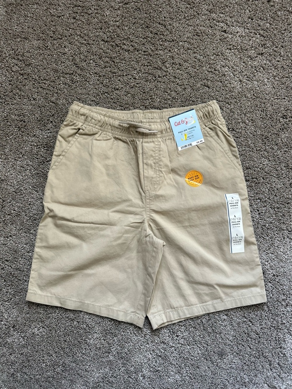 Boys Cat & Jack Khaki Pull-On Shorts Size Large (10/12) NWT